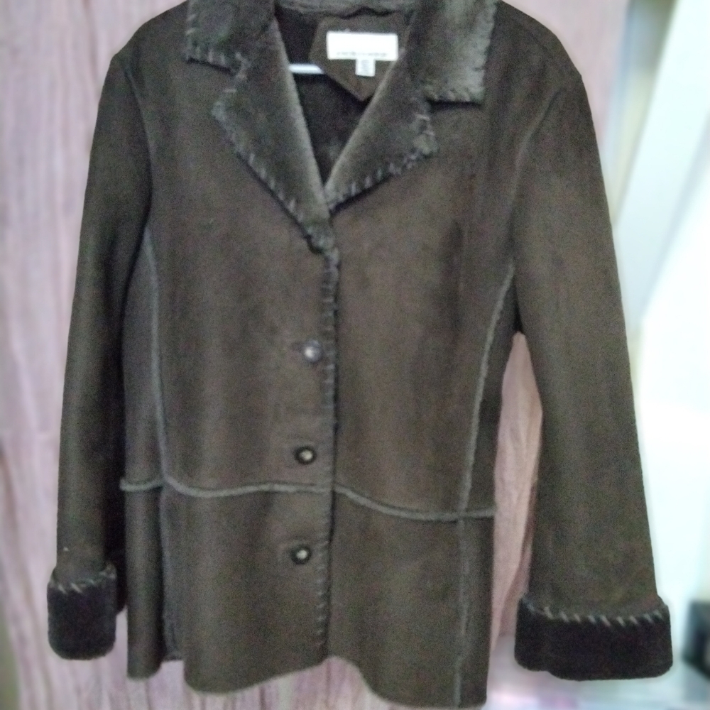 Jones New York Dark Brown Teddy Jacket